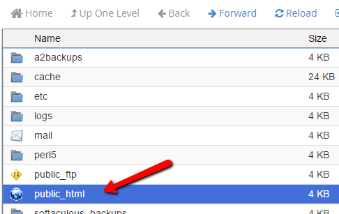 open public_html folder