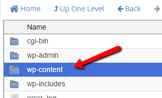 open wp-content folder