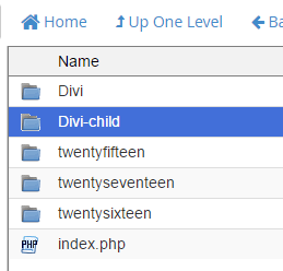 open child theme folder