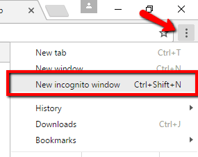 google chrome incognito window