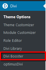 navigate to divi booster plugin settings