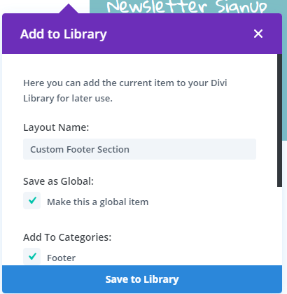 save as global from visual builder