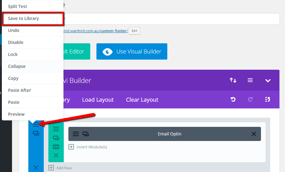 save section to divi library