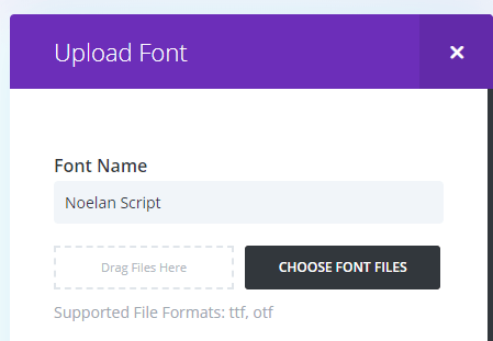 name the font and upload ttf or otf