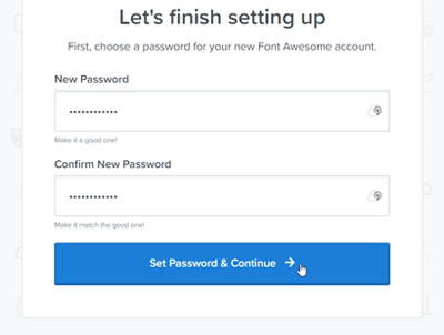 set password for Font Awesome account